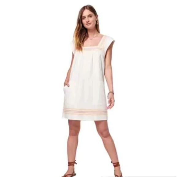 NWT Faherty Apres Soleil Stripe Hailee Dress sz M	 Organic Cotton Boho White - Picture 2 of 13